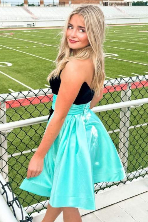 Black and Mint Green Homecoming  Dress