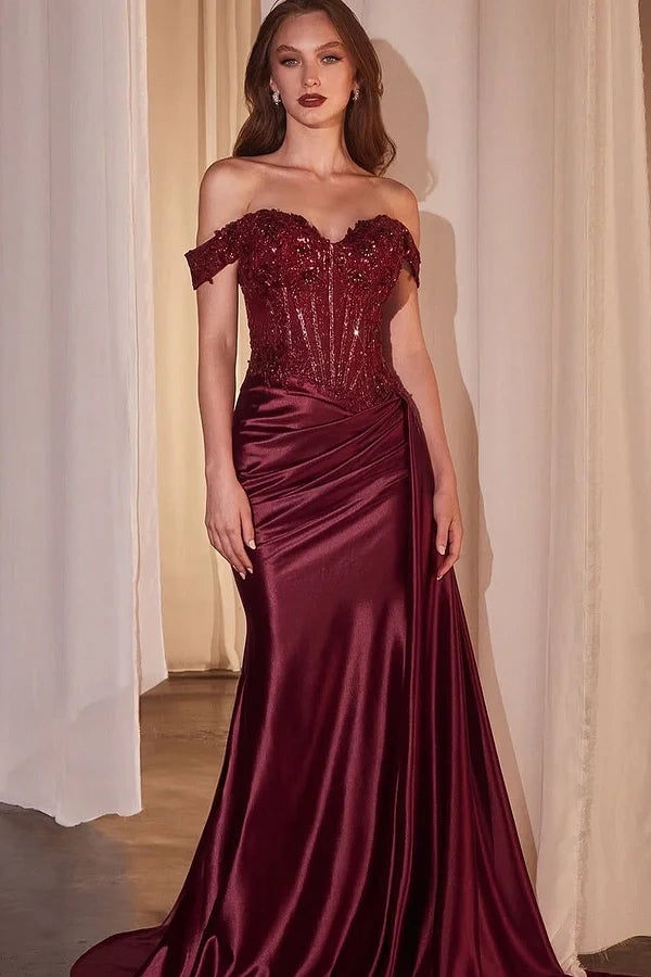 Red Sleeveless Strapless Off-Shoulders Sweetheart Mermaid Prom Dress