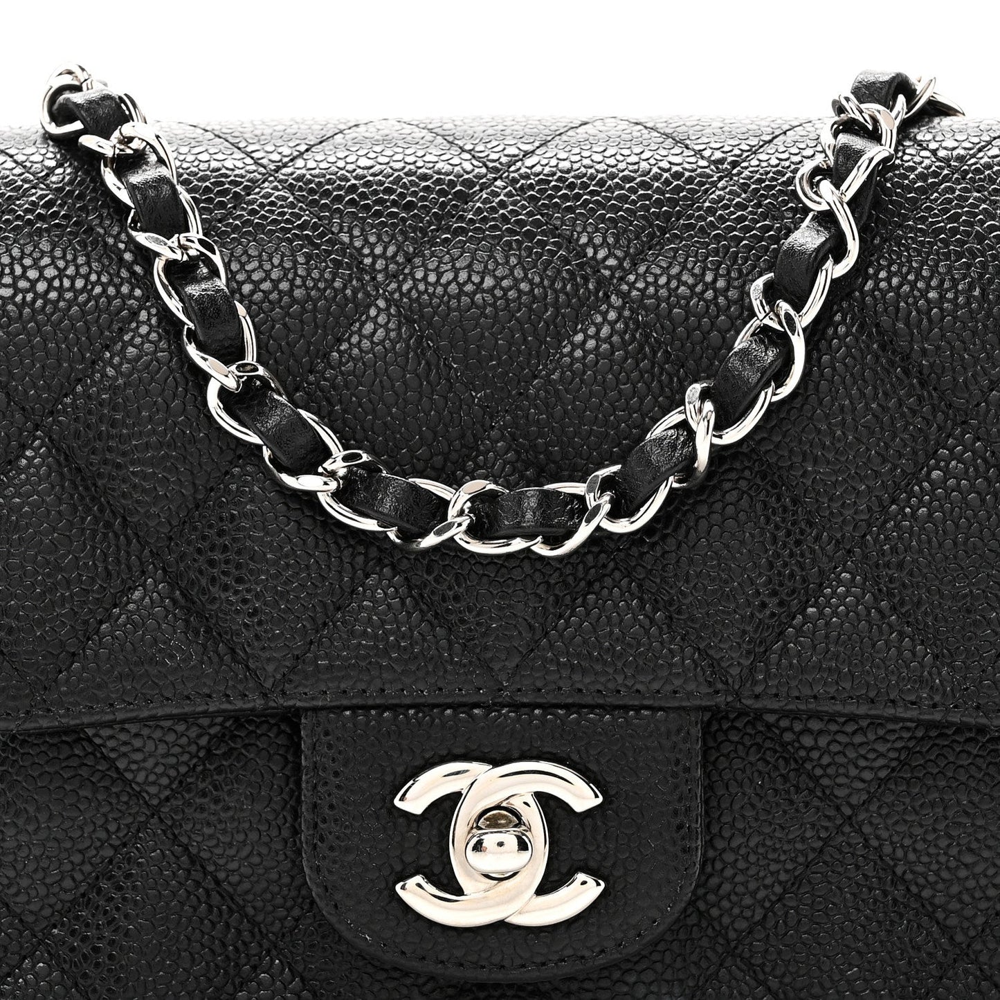 Caviar Quilted Mini Square Flap Black