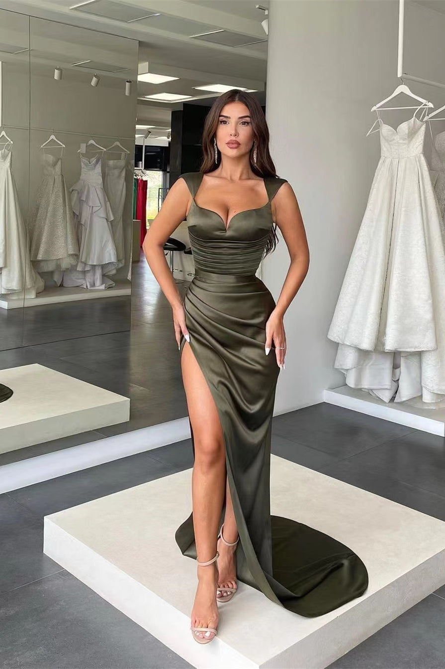 Elegant Sweetheart  Mermaid Prom Dress Pleated With Slit