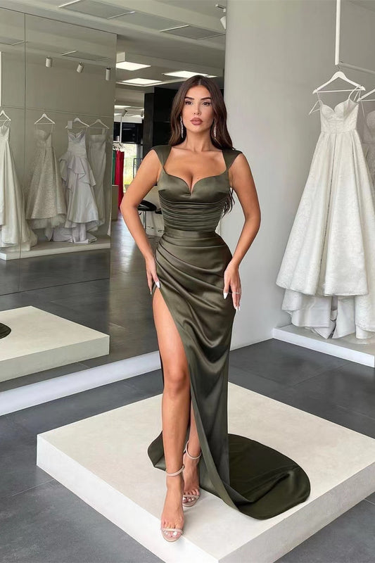 Elegant Sweetheart  Mermaid Prom Dress Pleated With Slit