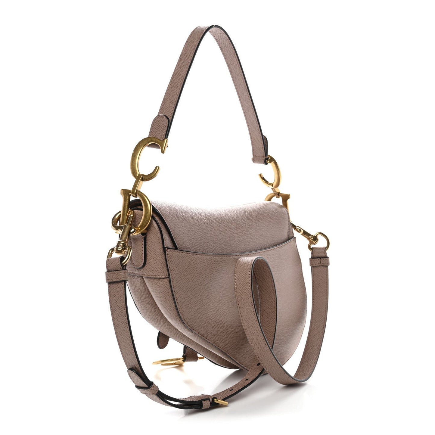 Grained Calfskin Saddle Bag With Strap Blush