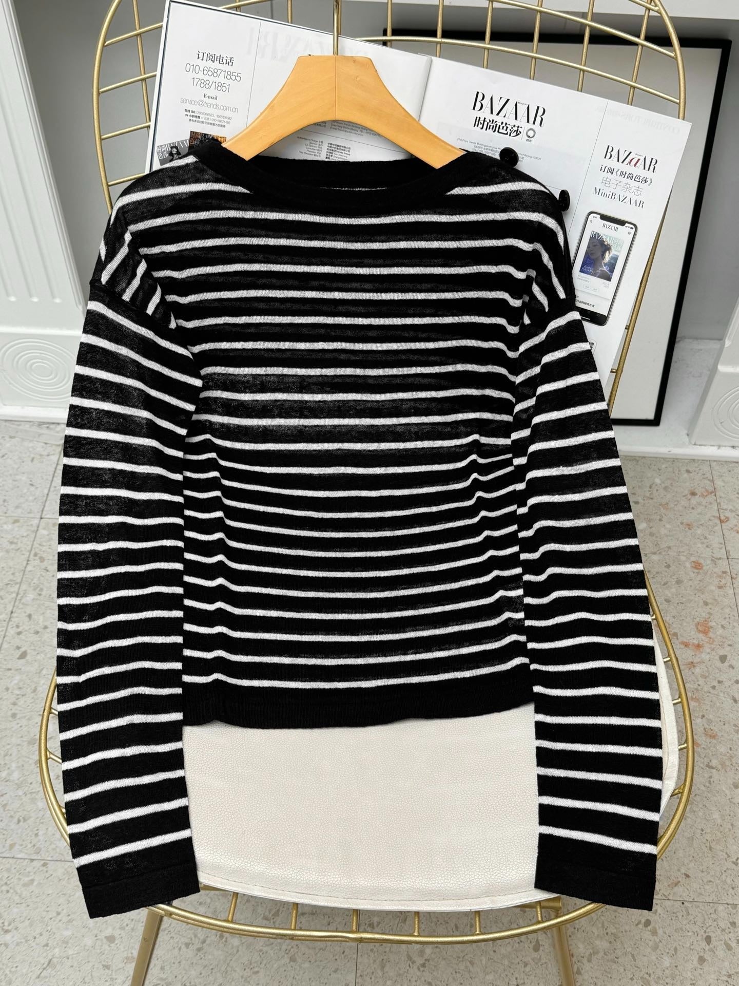 DIOR 25S OFF-SHOULDER STRIPED TOP 550