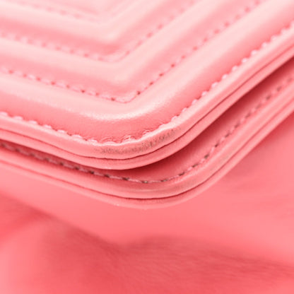 Lambskin Chevron Quilted Medium Boy Flap Pink