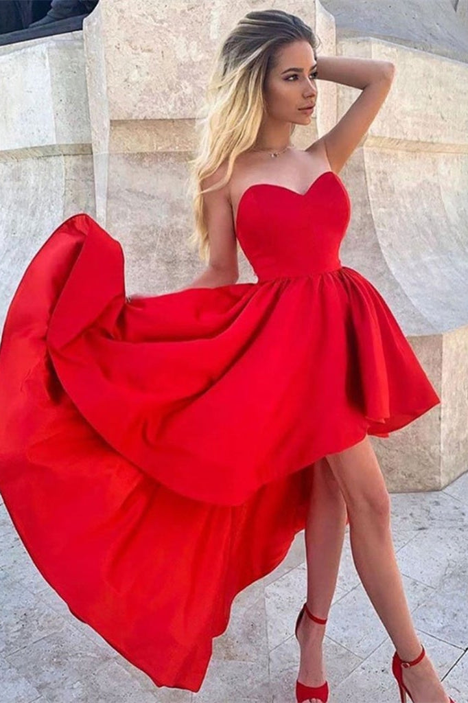 Sweetheart Hi-Lo Short Prom Dress Red