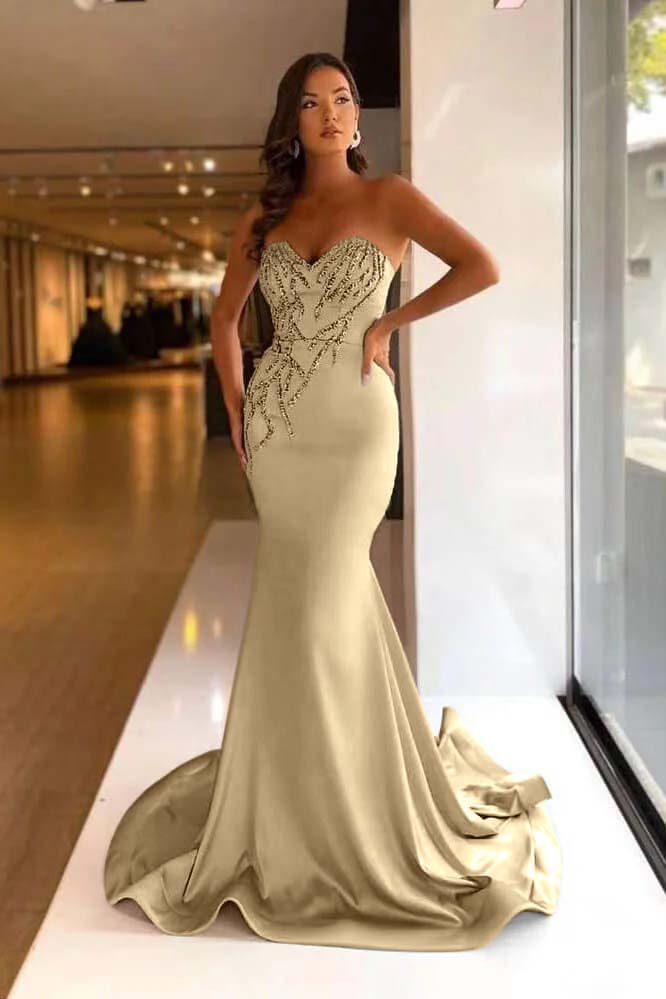 Pretty Long Prom Dress Mermaid Sweetheart With Beads