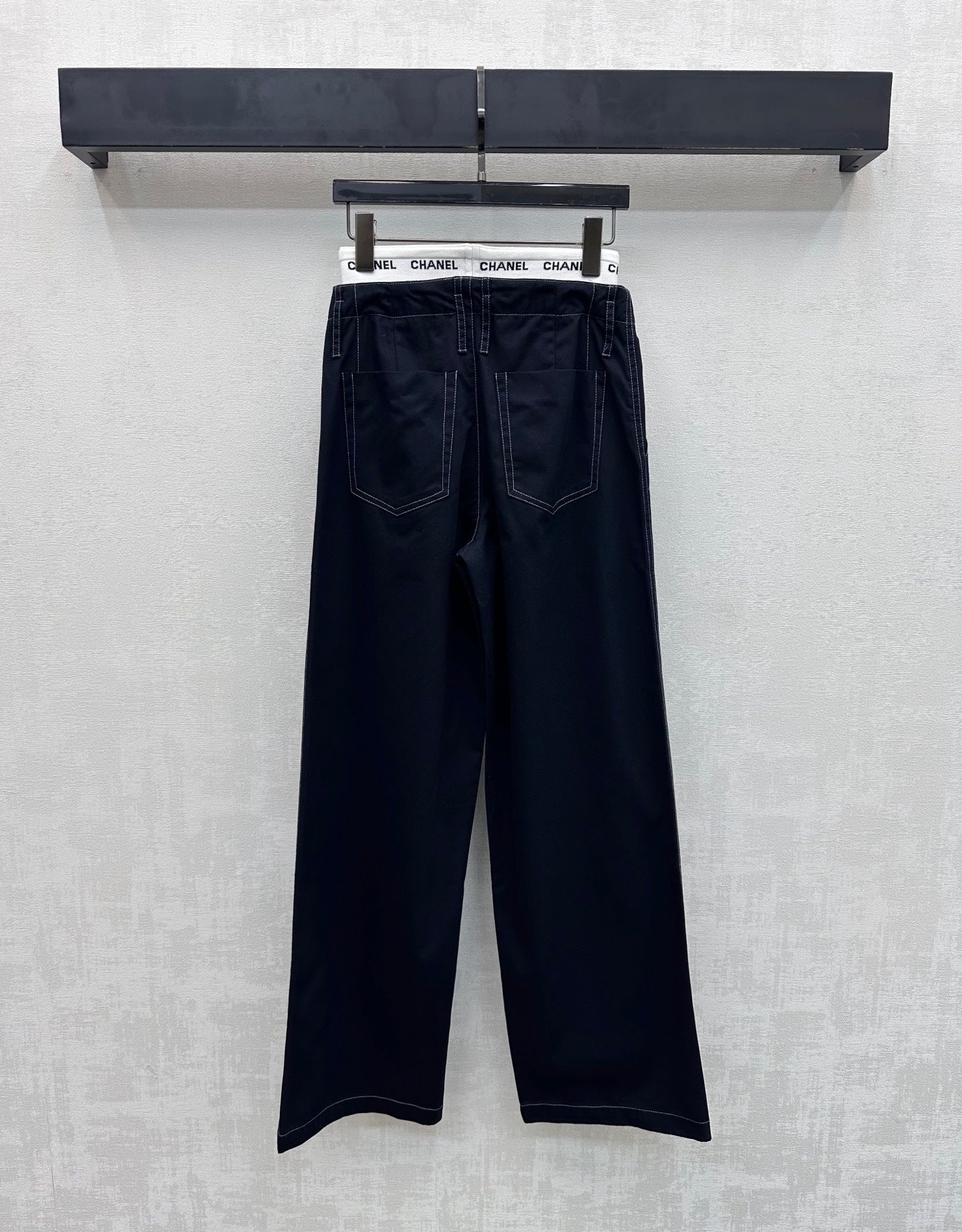 CC Drawstring Webbing Trousers Dark Navy Cotton Tencel 350184