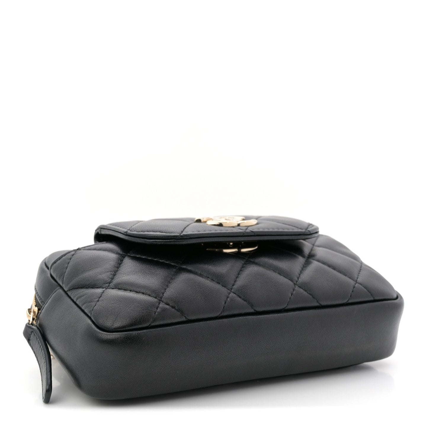 Lambskin Quilted Waist Bag Black