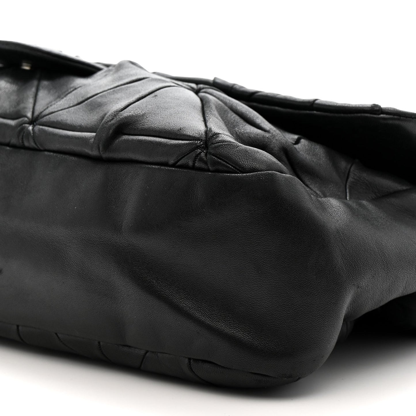 Lambskin Quilted Soft Squares Origami Flap Black