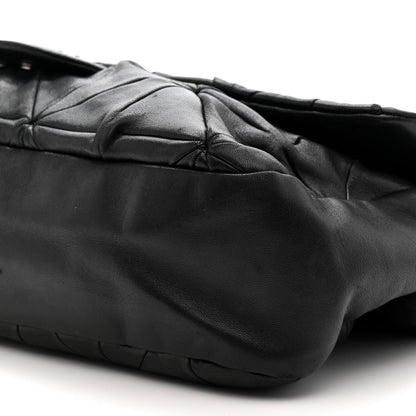 Lambskin Quilted Soft Squares Origami Flap Black