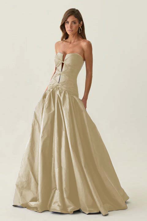 Elegant Dark Navy Sleeveless Strapless Long Evening Dress with Corset