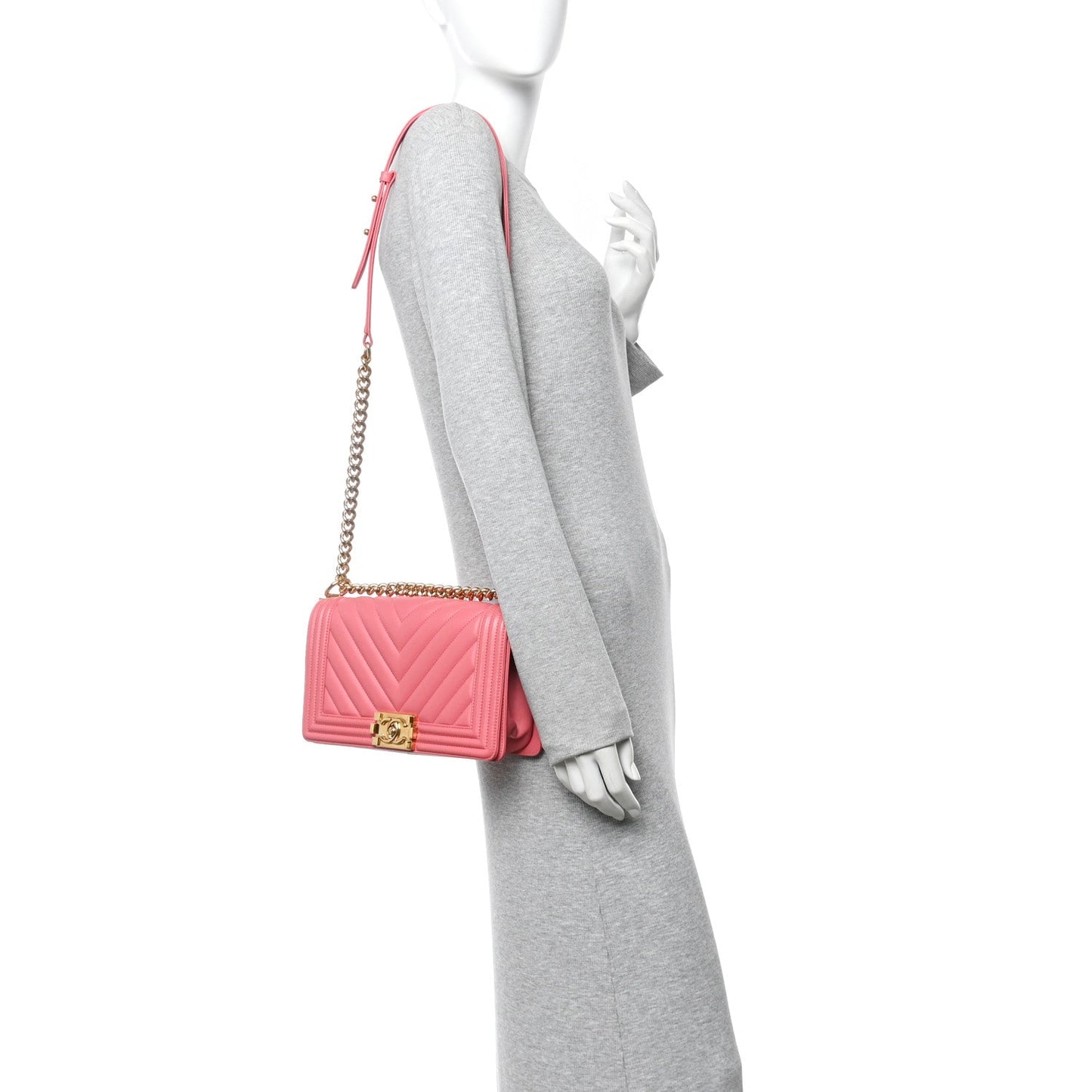 Lambskin Chevron Quilted Medium Boy Flap Pink
