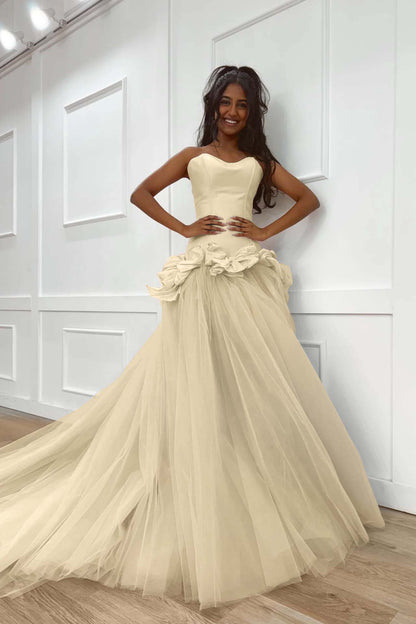 Pink Sweetheart Mermaid Evening Dress in Satin and Tulle with Bows