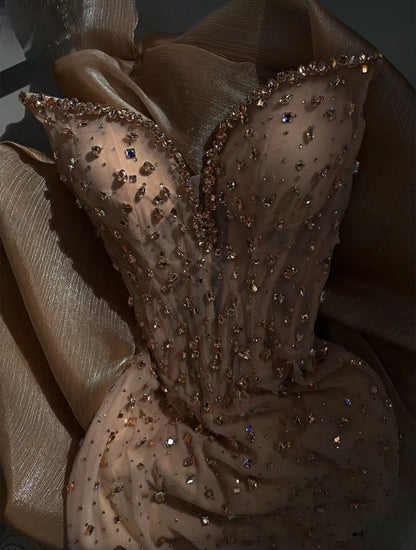 Sexy Sheath Sweetheart Neck Beaded Tulle Satin Prom Dress 18th Birthday Dress SH4472