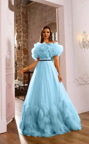 Romantic Pink Flower Off-the-shoulder Layered Couture Evening Dress