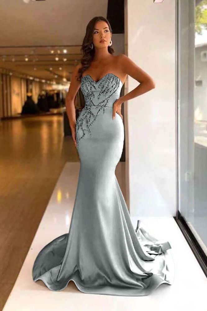Pretty Long Prom Dress Mermaid Sweetheart With Beads