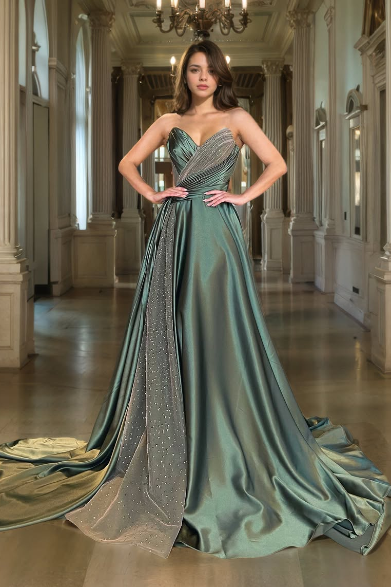 Sleeveless Strapless V-Neck Mermaid Beads Prom Dress