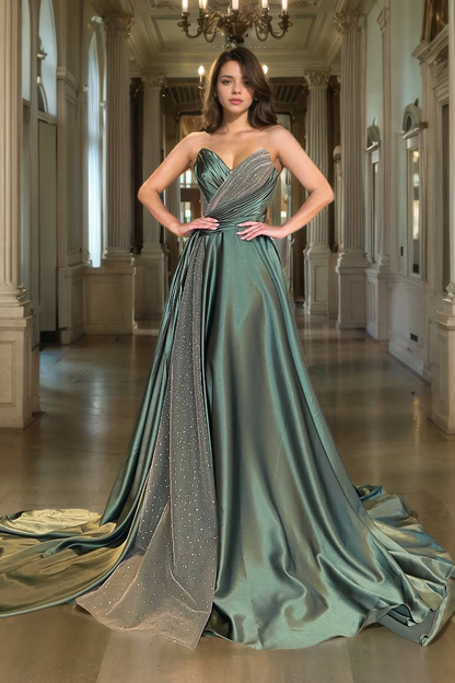 Sleeveless Strapless V-Neck Mermaid Beads Prom Dress