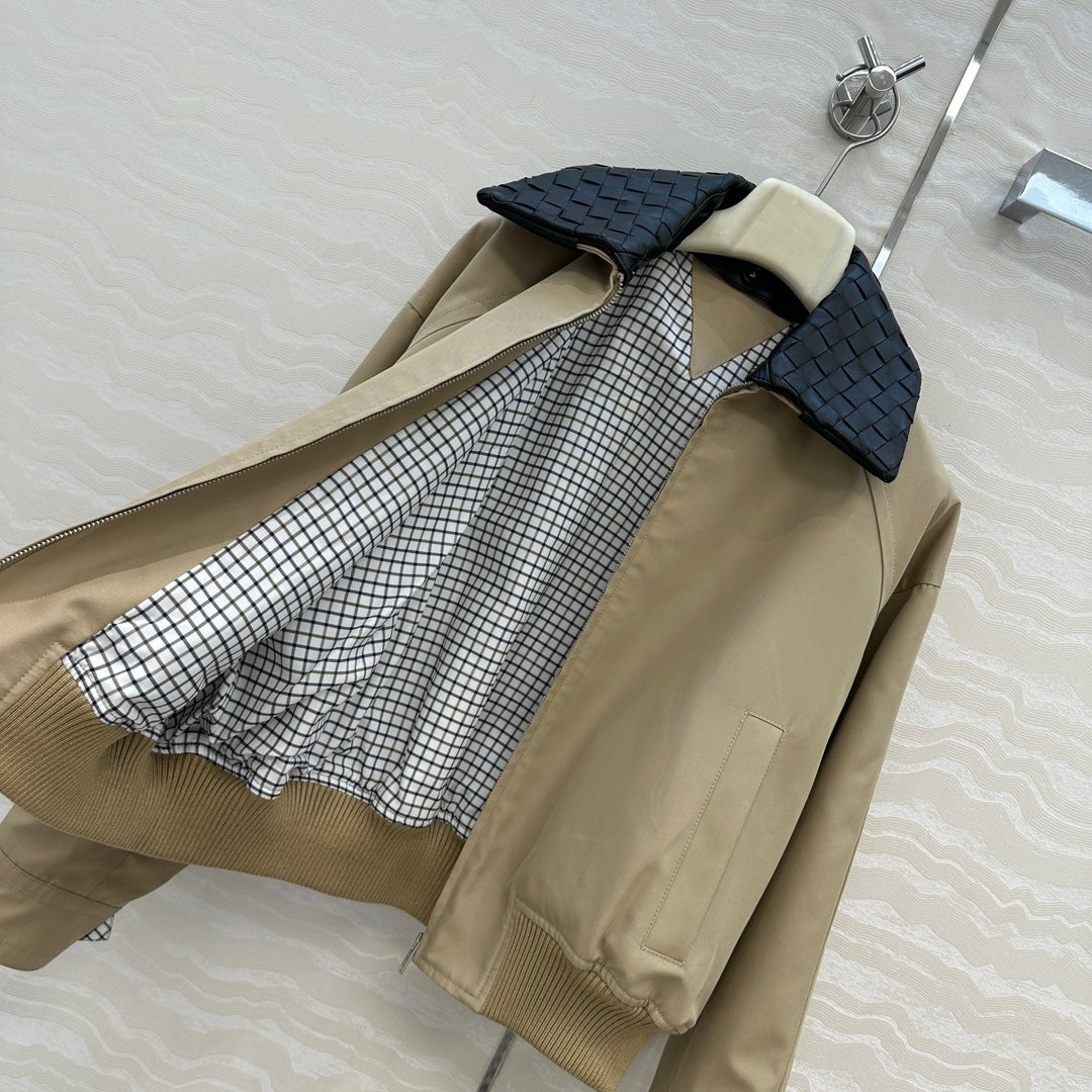 BV 25S Jacket Sheepskin Neck in Beige Cotton