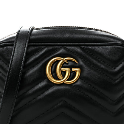 Calfskin Matelasse Mini GG Marmont Chain Shoulder Bag Black