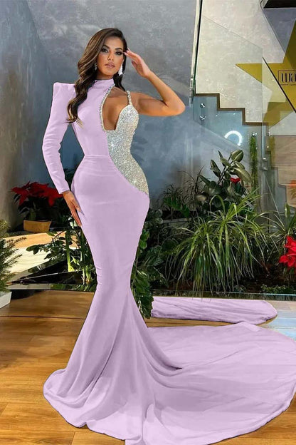 White Sequins Mermaid Prom Dress One Shoulder