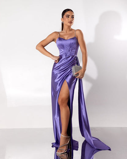 Sleeveless Spaghetti Strap Sweetheart Long Prom Dress