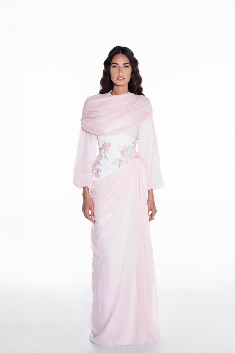 Elegant Long Sleeves Hing Neck Mermaid Evening Dress With Appliques