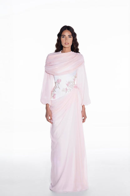 Elegant Long Sleeves Hing Neck Mermaid Evening Dress With Appliques