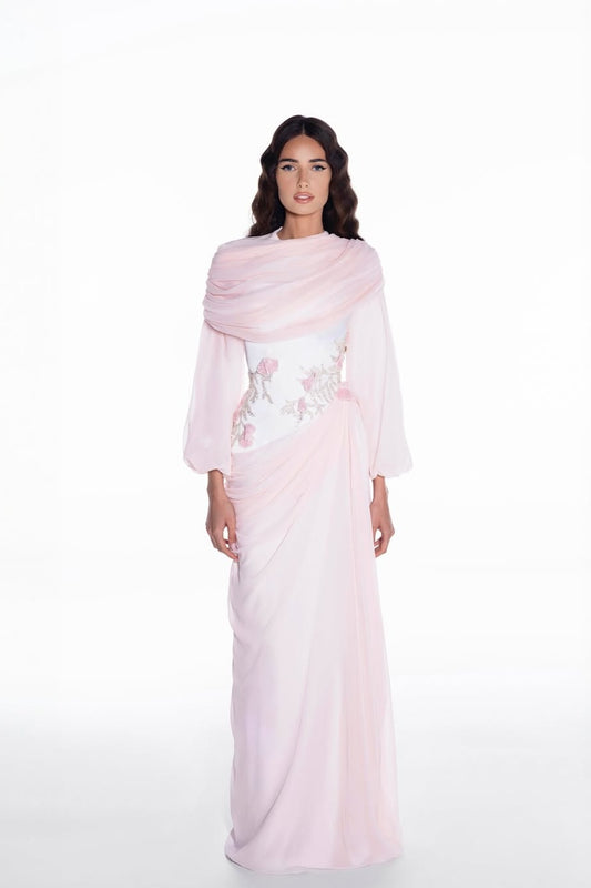 Elegant Long Sleeves Hing Neck Mermaid Evening Dress With Appliques