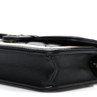 Lambskin Quilted Phone Holder Wallet With Chain Black Beige