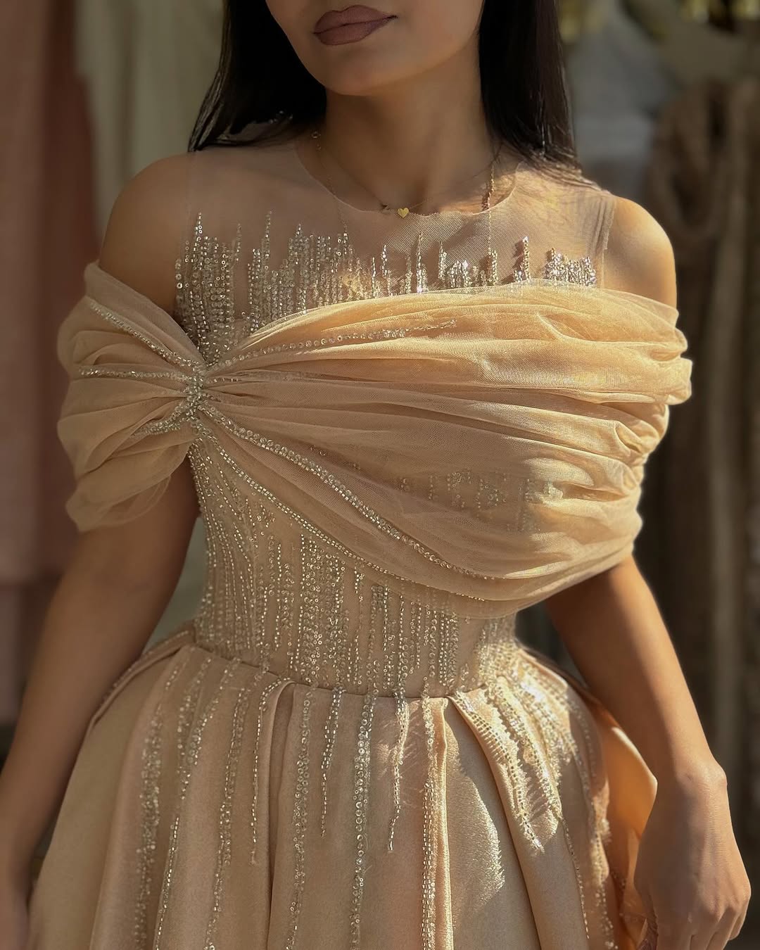 Sleeveless Jewel Off-Shoulders A-Line Beads Prom Dress