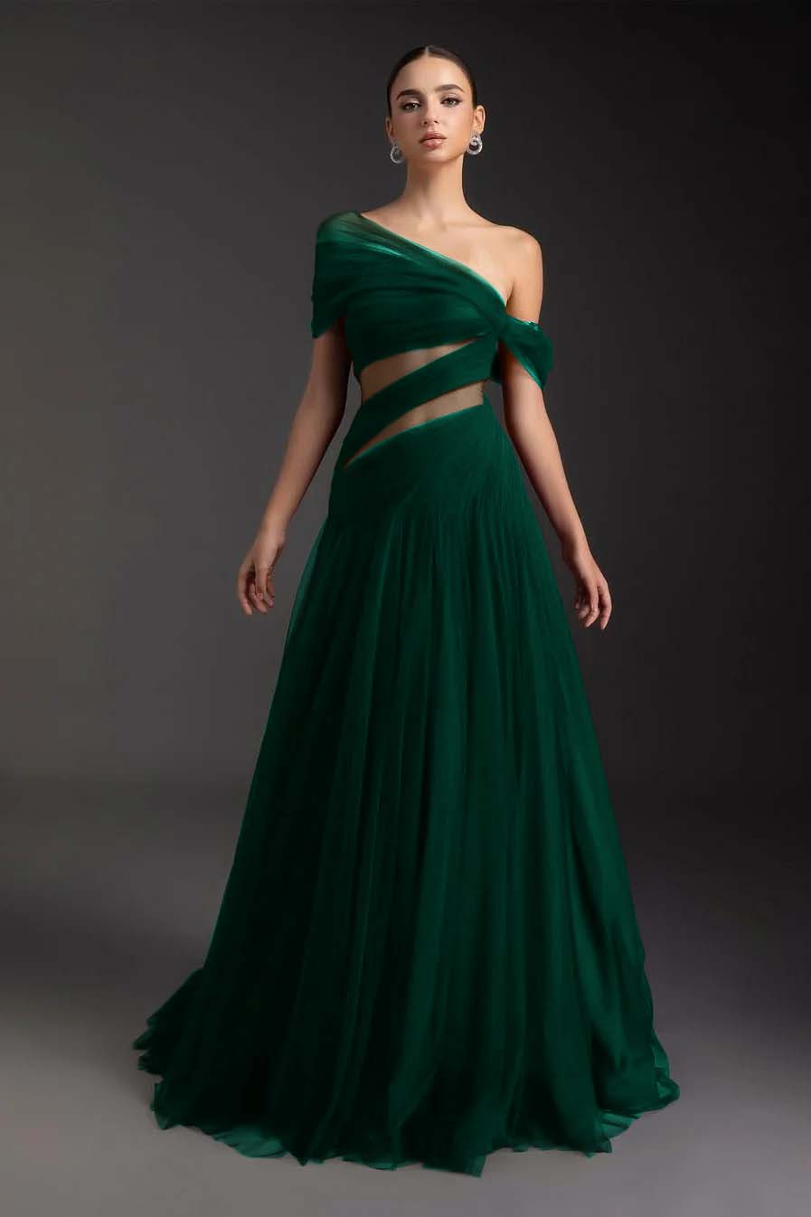 SleevelessOff-Shoulder A-Line Prom Dress