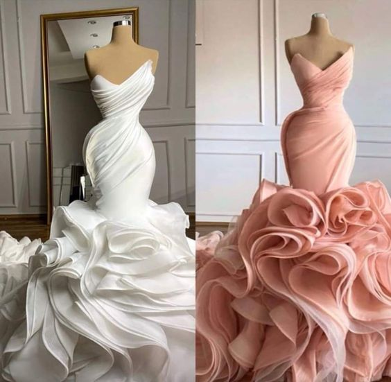 Ruffle rose mermaid wedding dress, bridal gown     fg2575