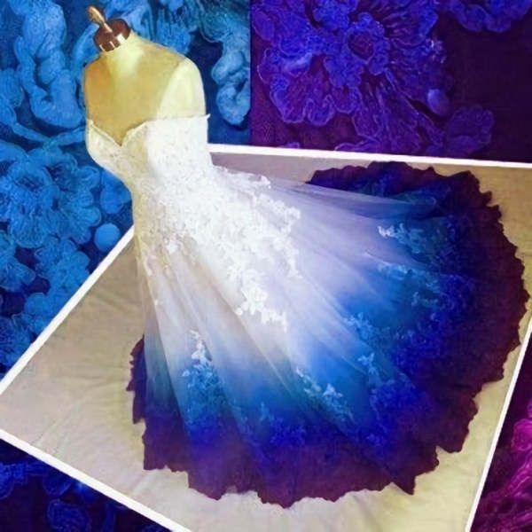 Colorful Ombré Wedding Dress Ball Gown   fg2685