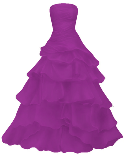 Strapless A Line Ruffle Long Prom Dress Layered Wedding Dress        fg7185