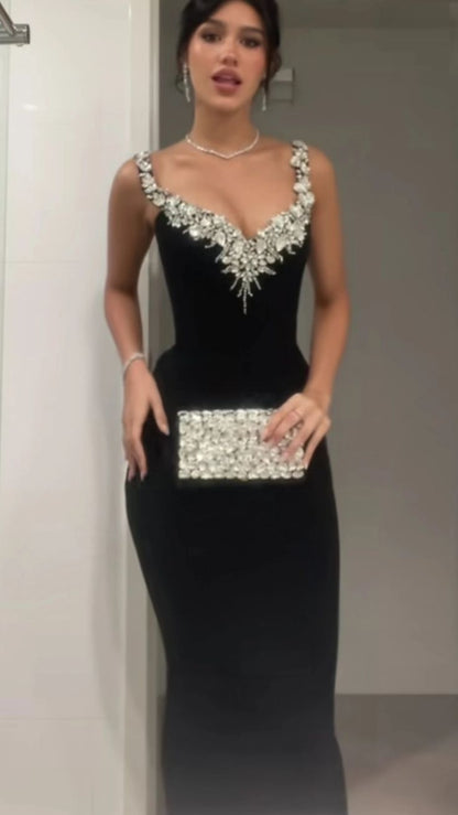 Black Mermaid Sexy Long Formal Dress Evening Party Dresses  fg7763