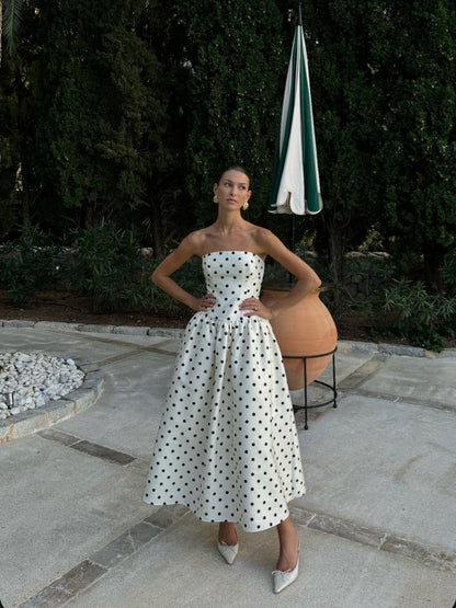 A Line Black Polka Dots Prom Dresses New Arrive Party Dress Evening Dress   fg7883
