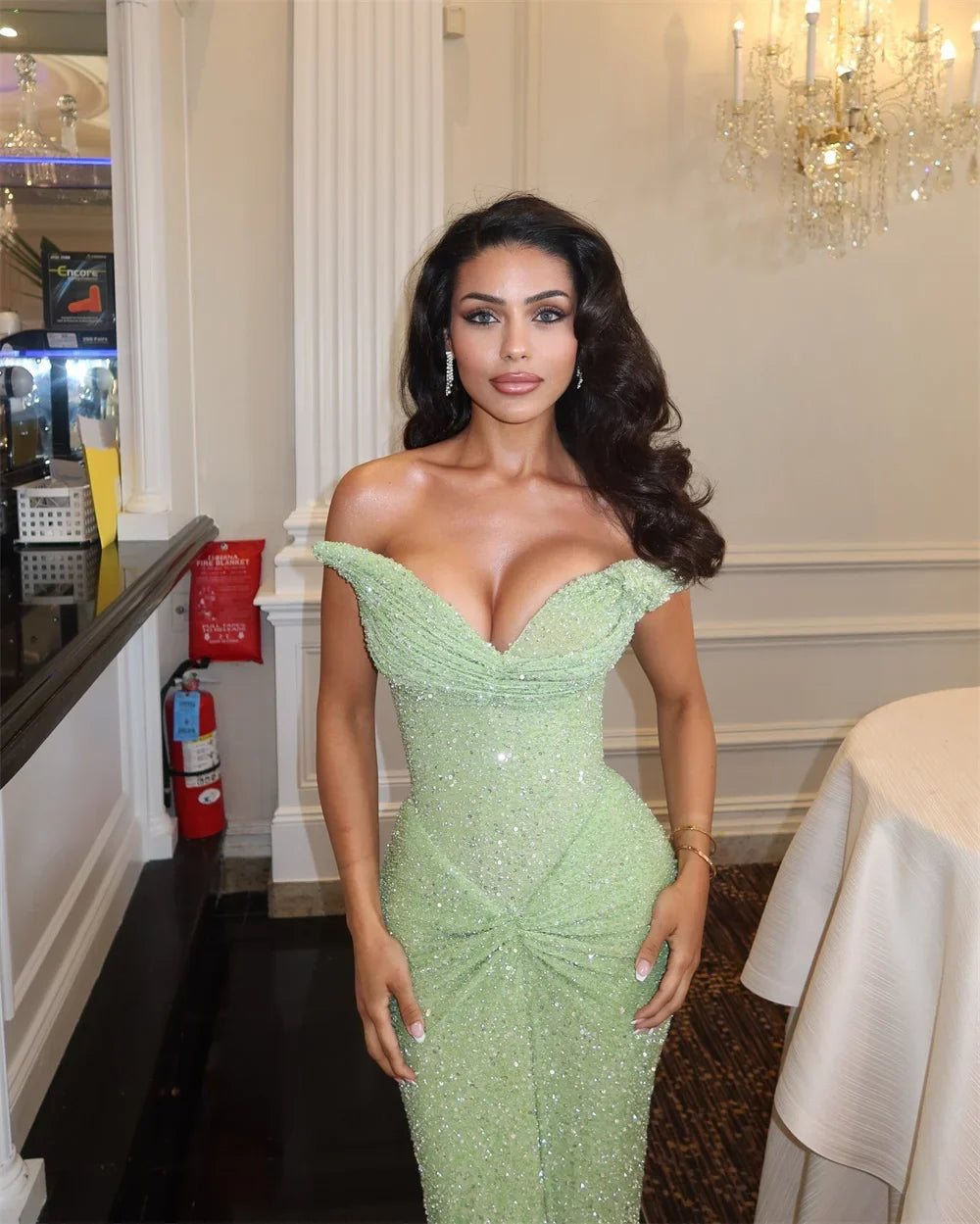 Green Elegant Long Party Dress Prom Dress New Arrive Mermaid Evening Dress   fg8020