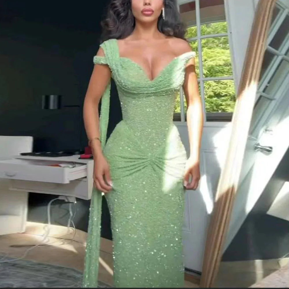 Green Elegant Long Party Dress Prom Dress New Arrive Mermaid Evening Dress   fg8020
