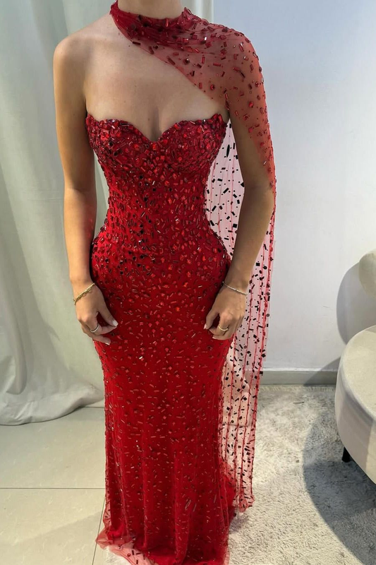 Burgundy Mermaid Long Prom Dress Beaded Sexy Formal Party Dress Birthday Outfit fg8322