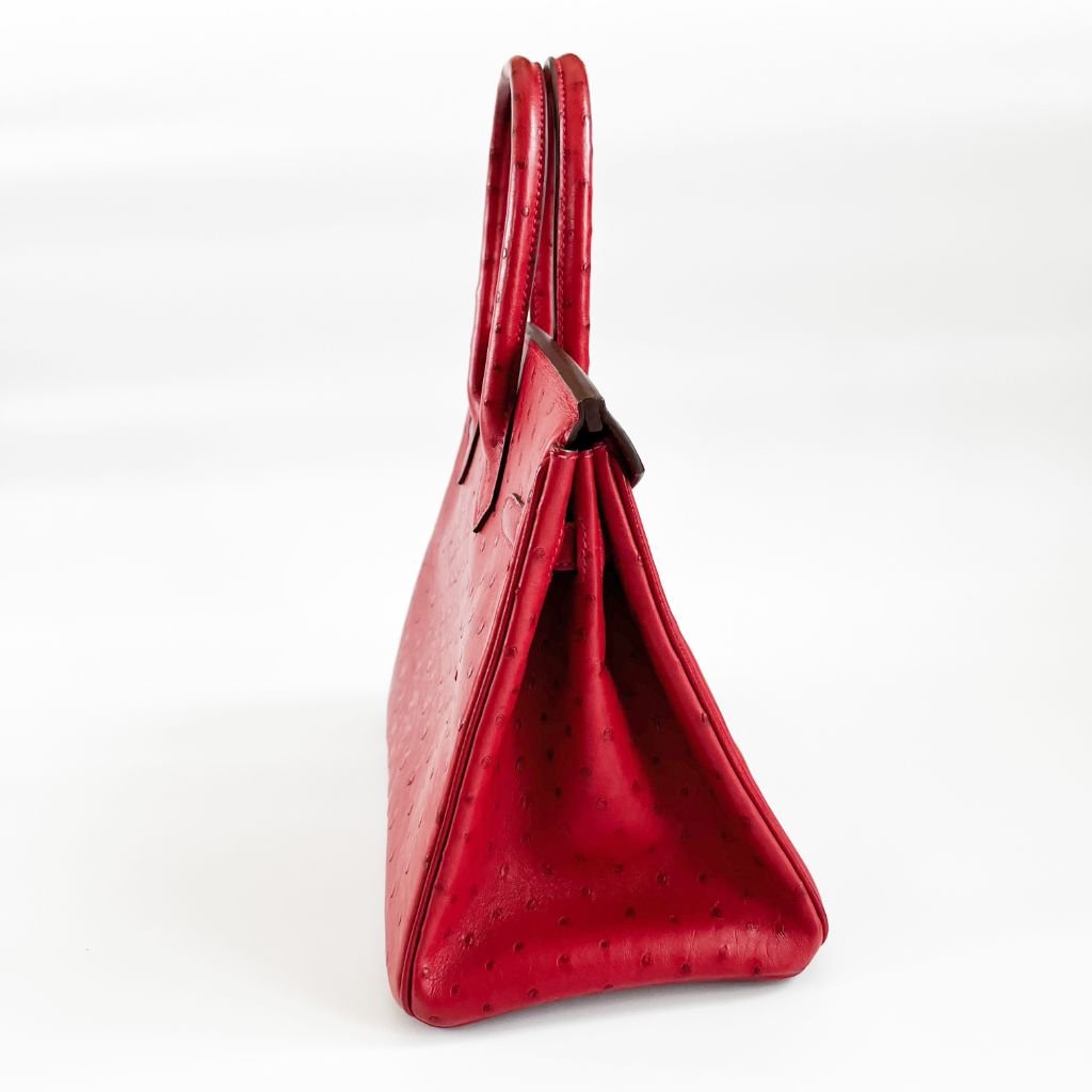 Hermes Birkin Rouge Red Vif Ostrich with Palladium Hardware