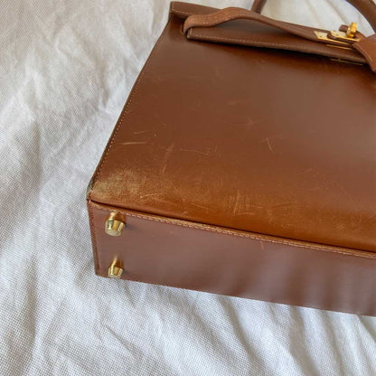 Hermes Brique Box Calf Leather Gold Hardware Kelly Sellier 35 Bag