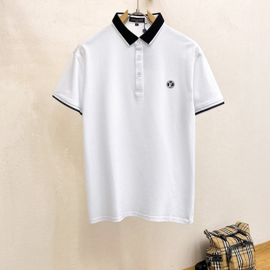 LV POLO WHITE AND BLACK TRIM LONG-STAPLE COTTON 238771