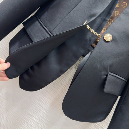 LV 25 Flower Jacket Black Polyester Wool