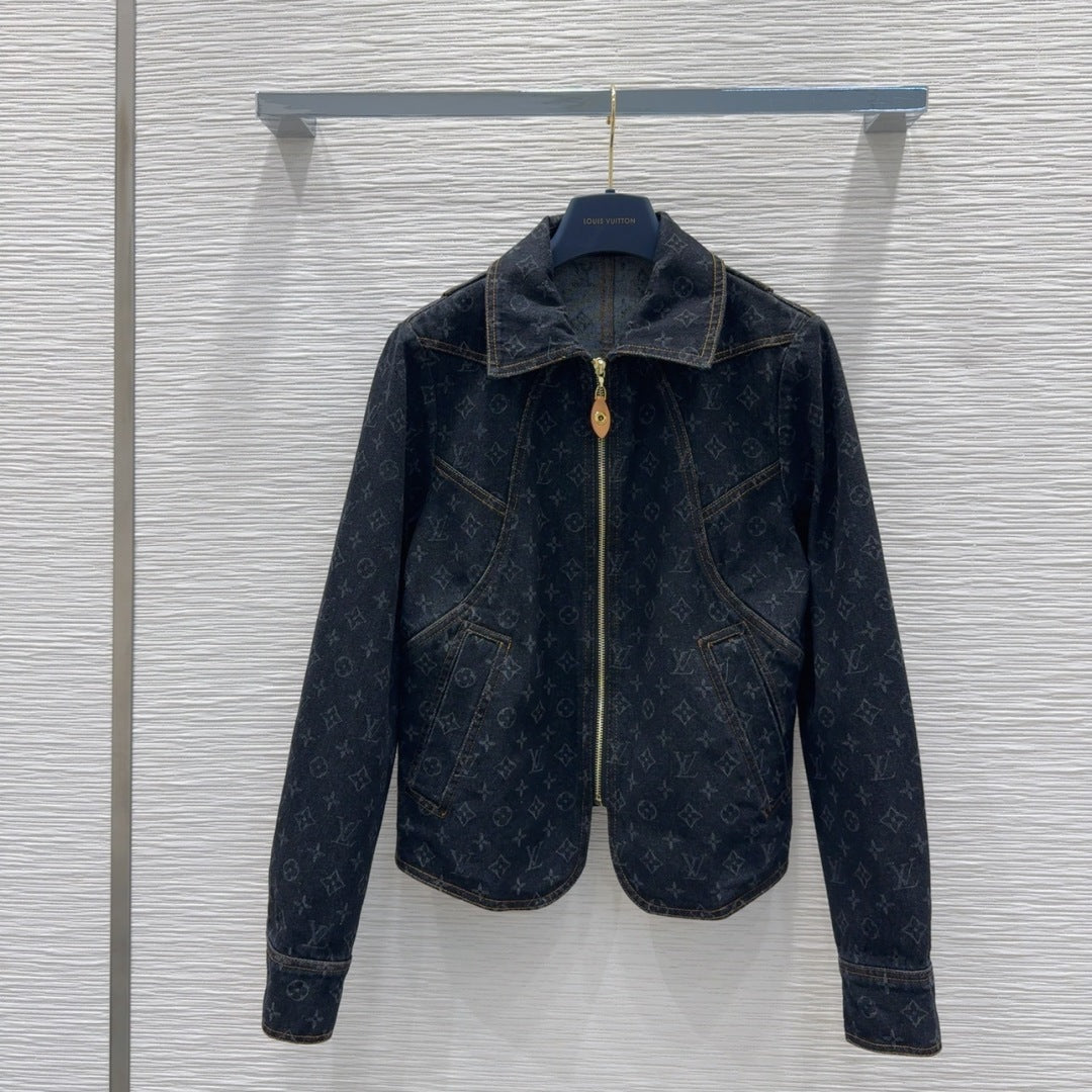LV 25 Denim Jacket Black Blue Cotton