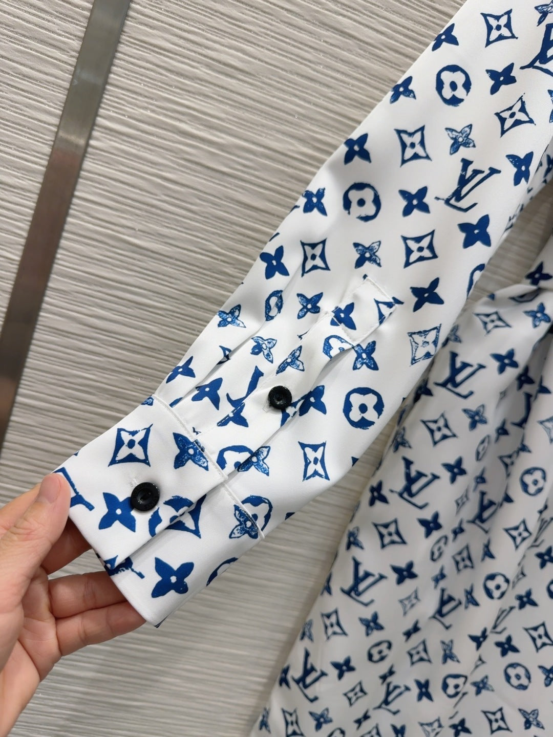 LV 25 Long Sleeve Dress Blue Polyester