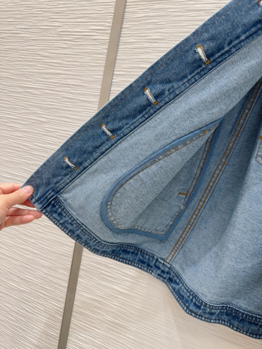 LV 25 Denim Dress With Pocket Blue Cotton