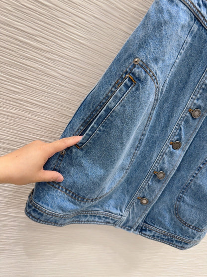 LV 25 Denim Dress With Pocket Blue Cotton