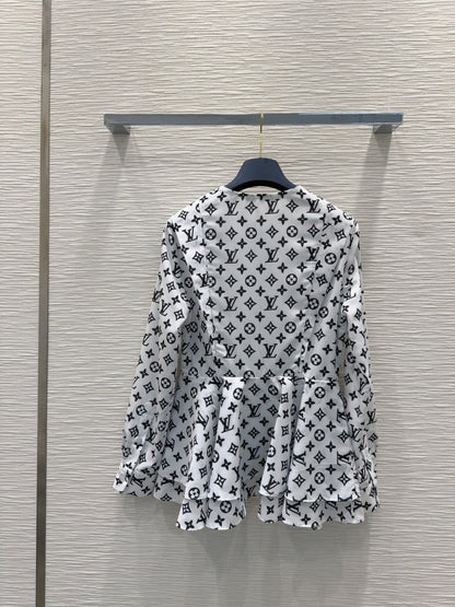 LV 25 Luxurious Advanced Shirt White Blue Polyester