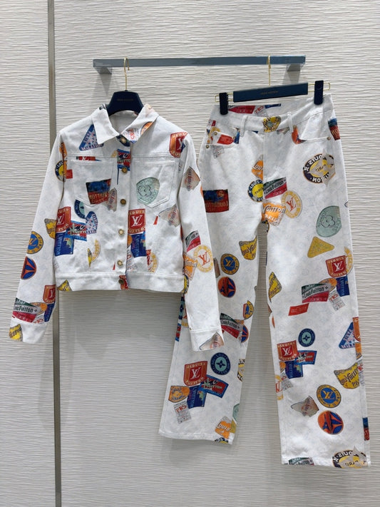 LV 25 Unique Logo Set Jacket Multicolor Cotton